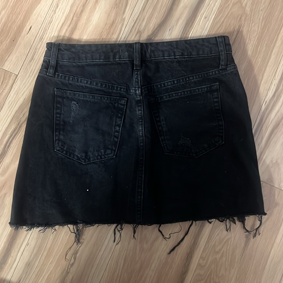 We The Free Denim Mini Skirt in Black Button Fly - Picture 3 of 3